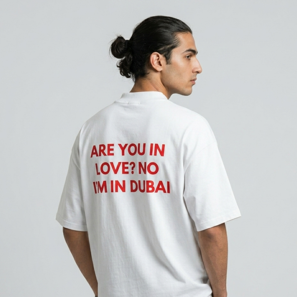 "ARE YOU IN LOVE? NO I'M IN DUBAI" White